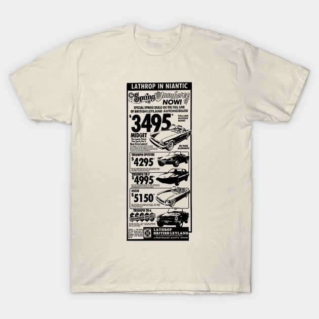 MG / BRITISH LEYLAND - American ad T-Shirt by Throwback Motors